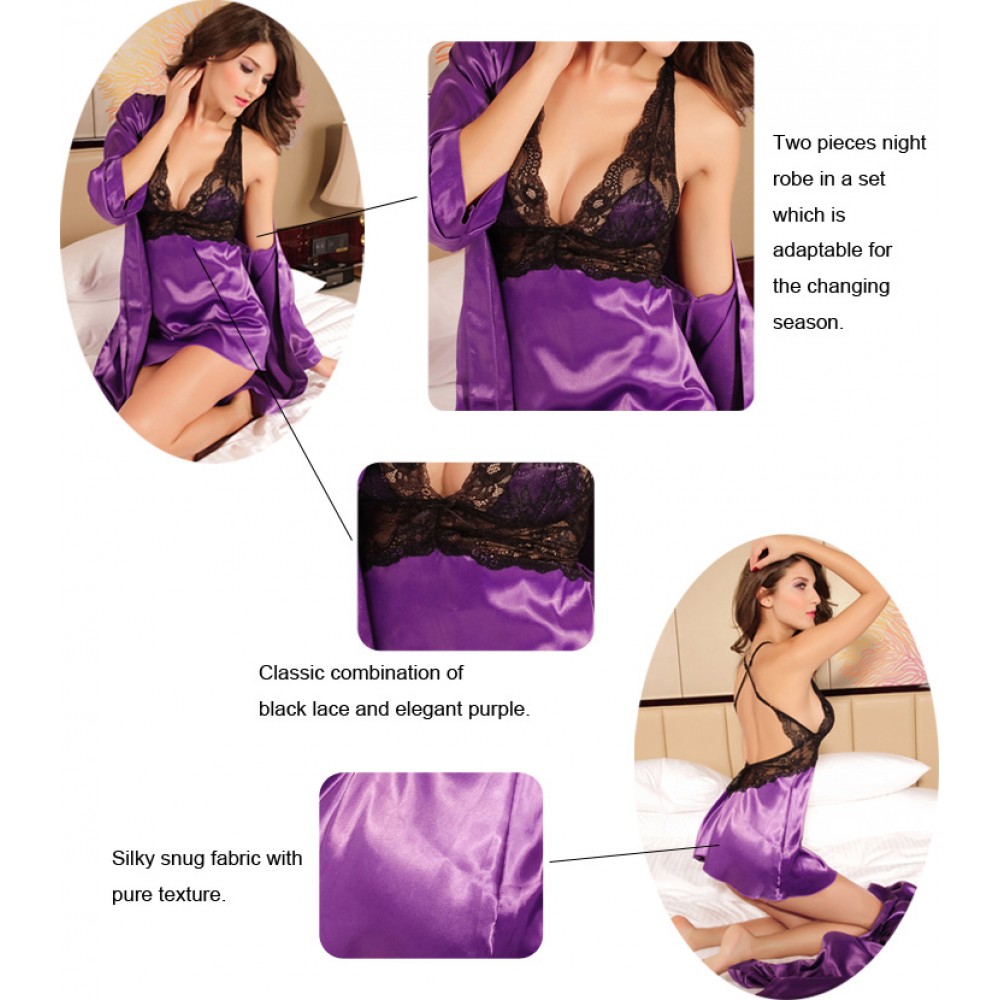 Smooth Slip Satin Sleepwear Purple