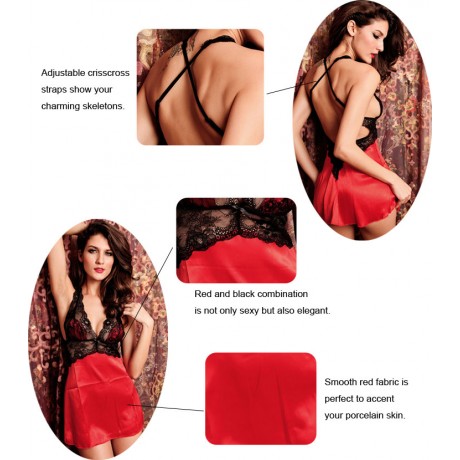 Smooth Slip Satin Sleepwear Red