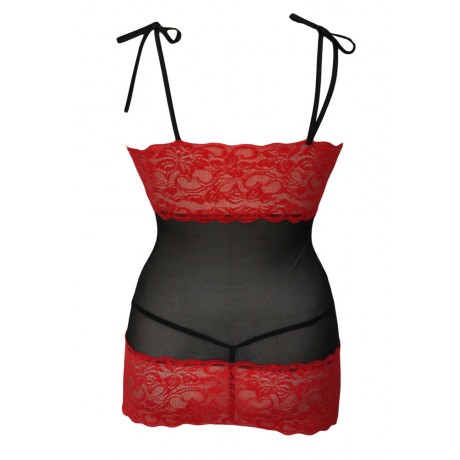 Garter Black Red Lace Valentine Chemise