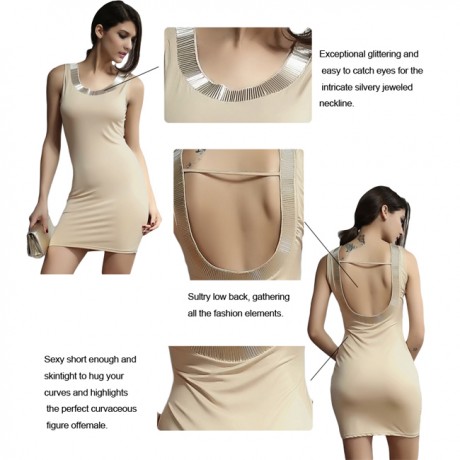 Mocha Silver Jeweled Accent Dress