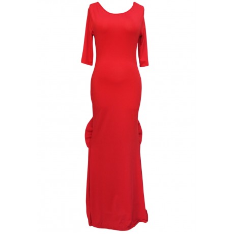 Big Bow Accent Red Evening Dress