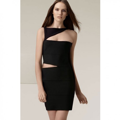 Sexy One Shoulder Women Bandage Dress Black