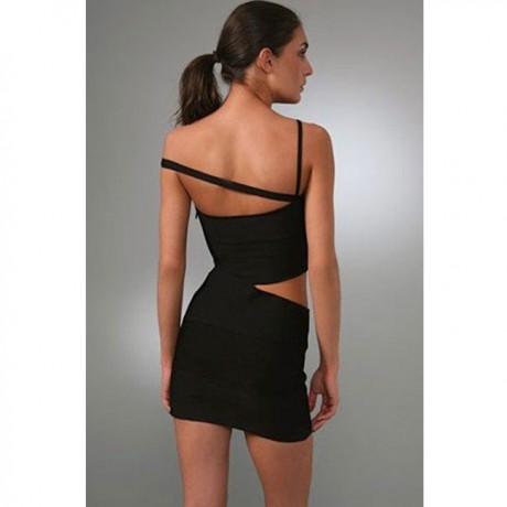 Sexy One Shoulder Women Bandage Dress Black