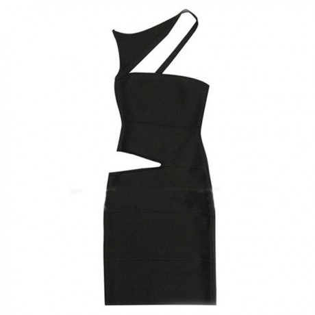 Sexy One Shoulder Women Bandage Dress Black