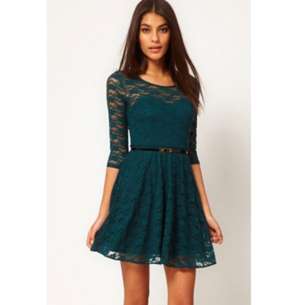 Fabulous Look Lace Ballet Midi Dress with Belt Jasper