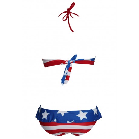 Ruffle USA Flag Bikini Swimsuit Set