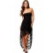 Knee-Length Bandeau Lace Evening Dress Black