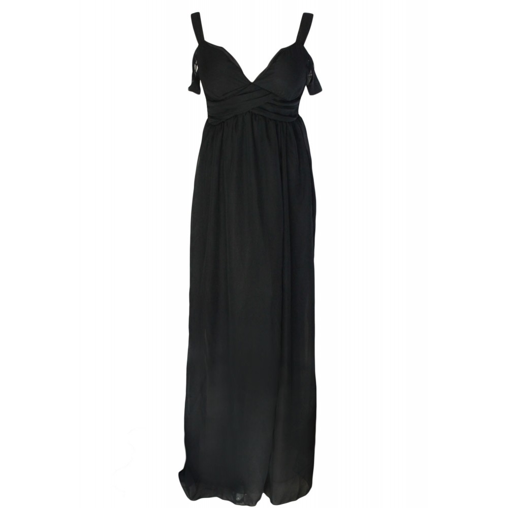 Elegant Hammock Chiffon Party Maxi Dress Black