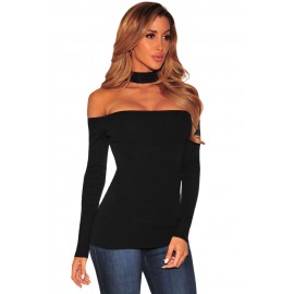 Black Choker Off Shoulder Top