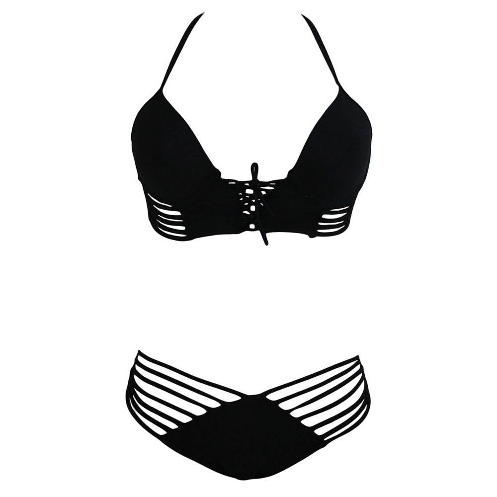 Black European Strappy Swimsuit