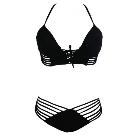 Black European Strappy Swimsuit