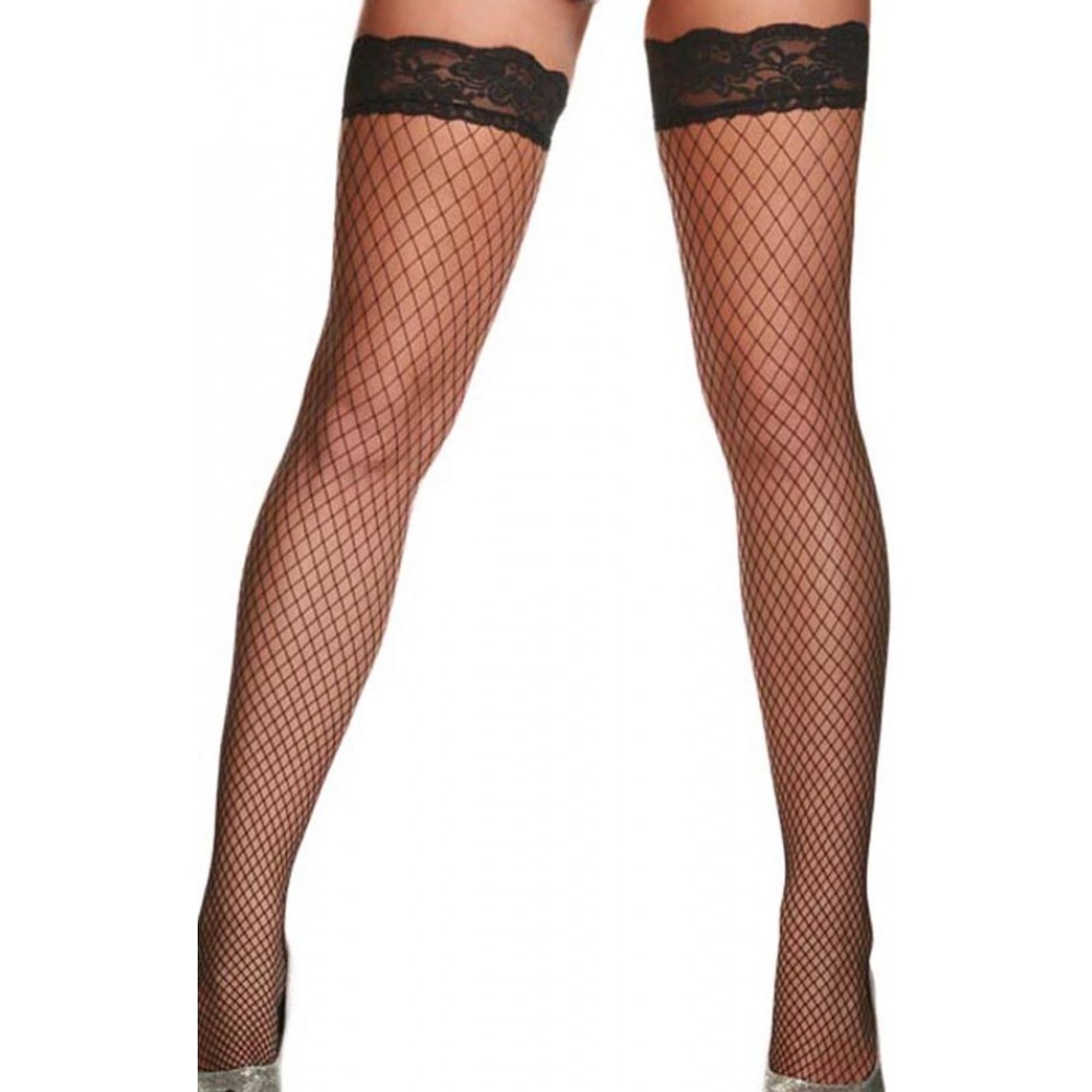 Fence Net Thigh Stockings Black