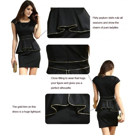 black and gold peplum dress