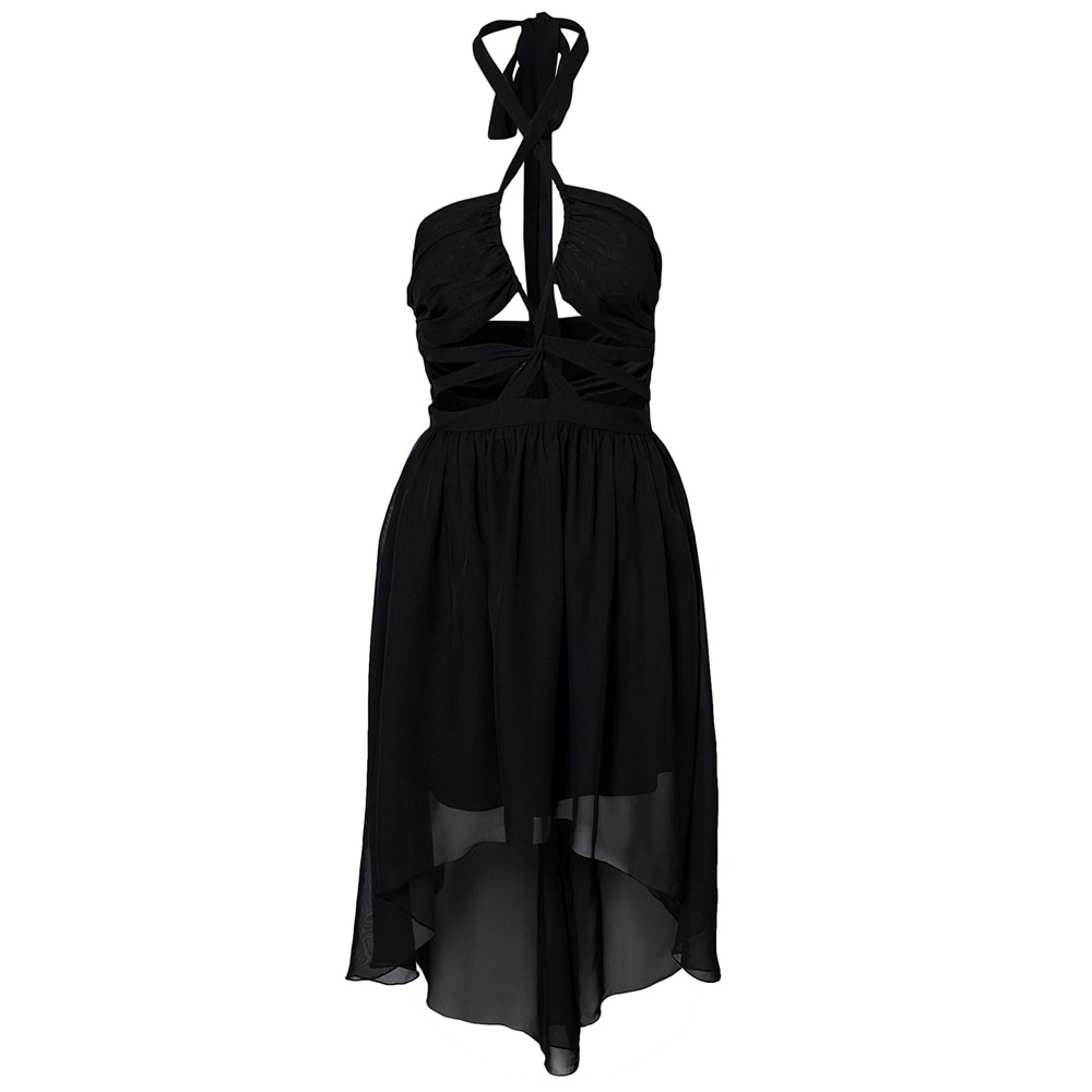 Black Halter Backless Cocktail Dress