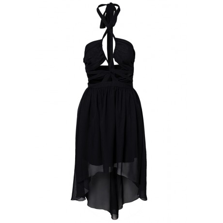 Black Halter Backless Cocktail Dress