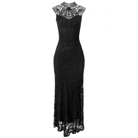 Black Lace Long Mermaid Evening Dress