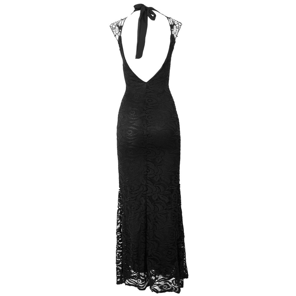 Black Lace Long Mermaid Evening Dress