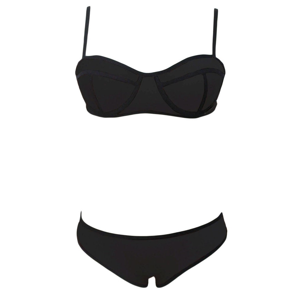 Ribbon Textured Swimwear Black