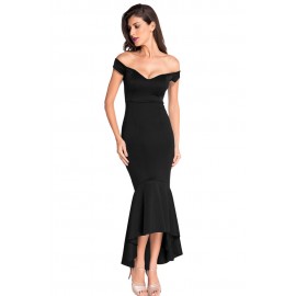 Black Off Shoulder Evening Dress