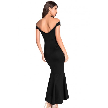 Black Off Shoulder Evening Dress