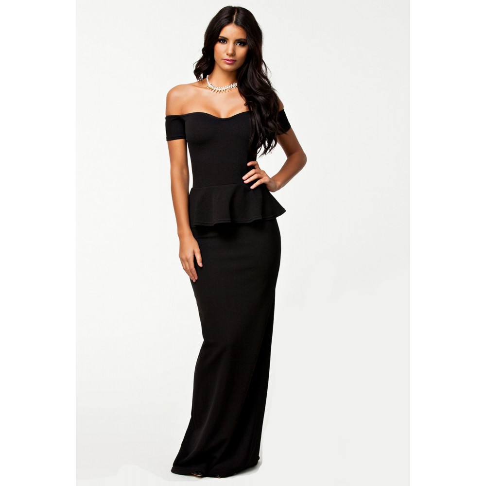 Drop Shoulder Maxi Dress Black