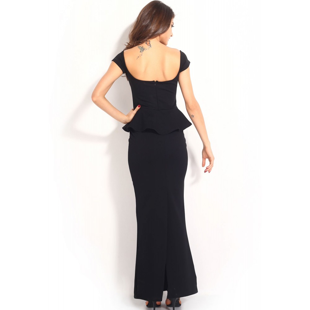 Drop Shoulder Maxi Dress Black