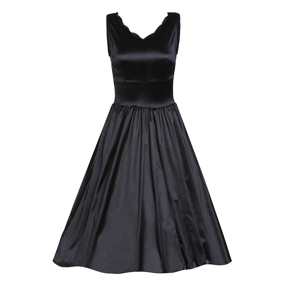 Black Scallop Cinched Lady like Dress