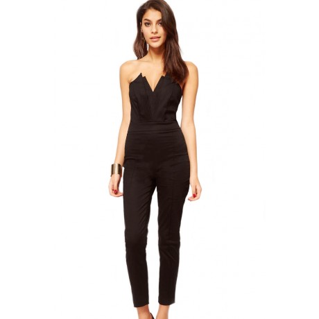 Black Strapless Jumpsuit