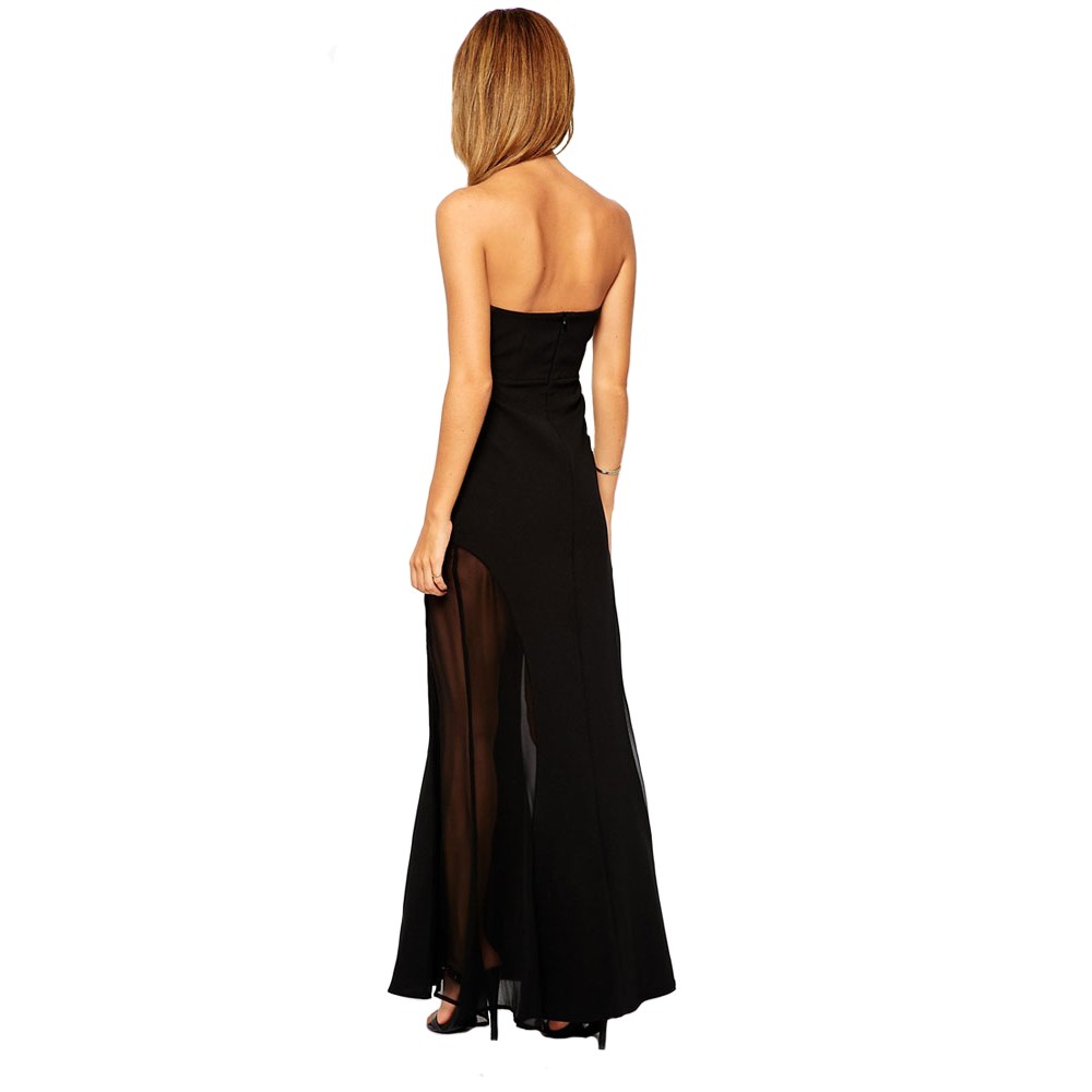 Black Sheer Strapless Maxi Dress