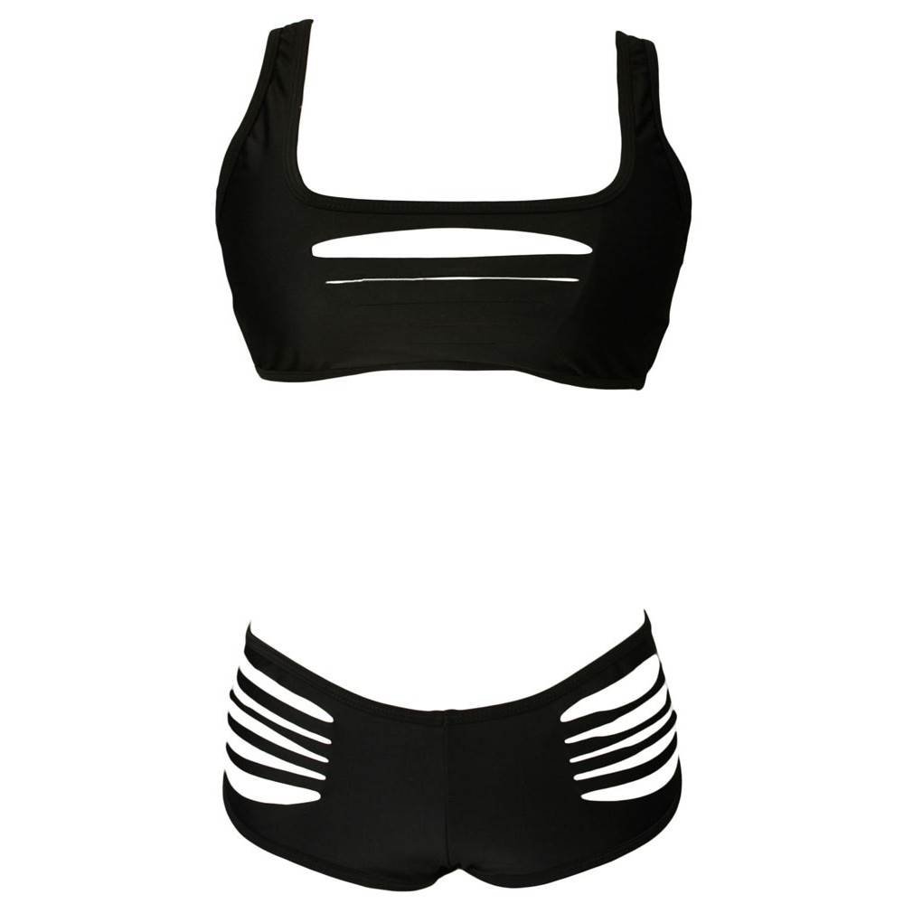 Black Strappy Cutout Swimsuit