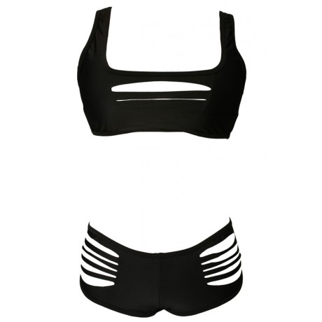 Black Strappy Cutout Swimsuit