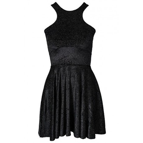 Black Velvet Sparkle Skater Mini Dress