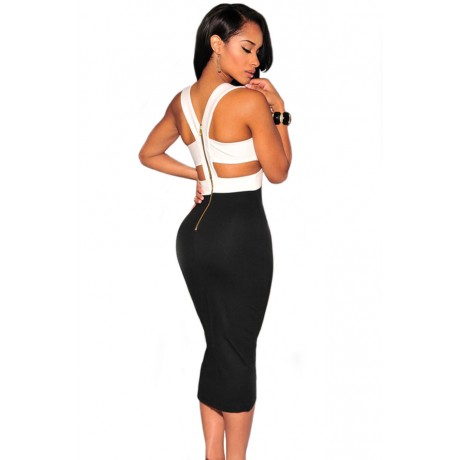 Black White Cut-Out Night Club Dress