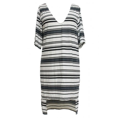 Black White Strip Kaftan Leisure Cover-up