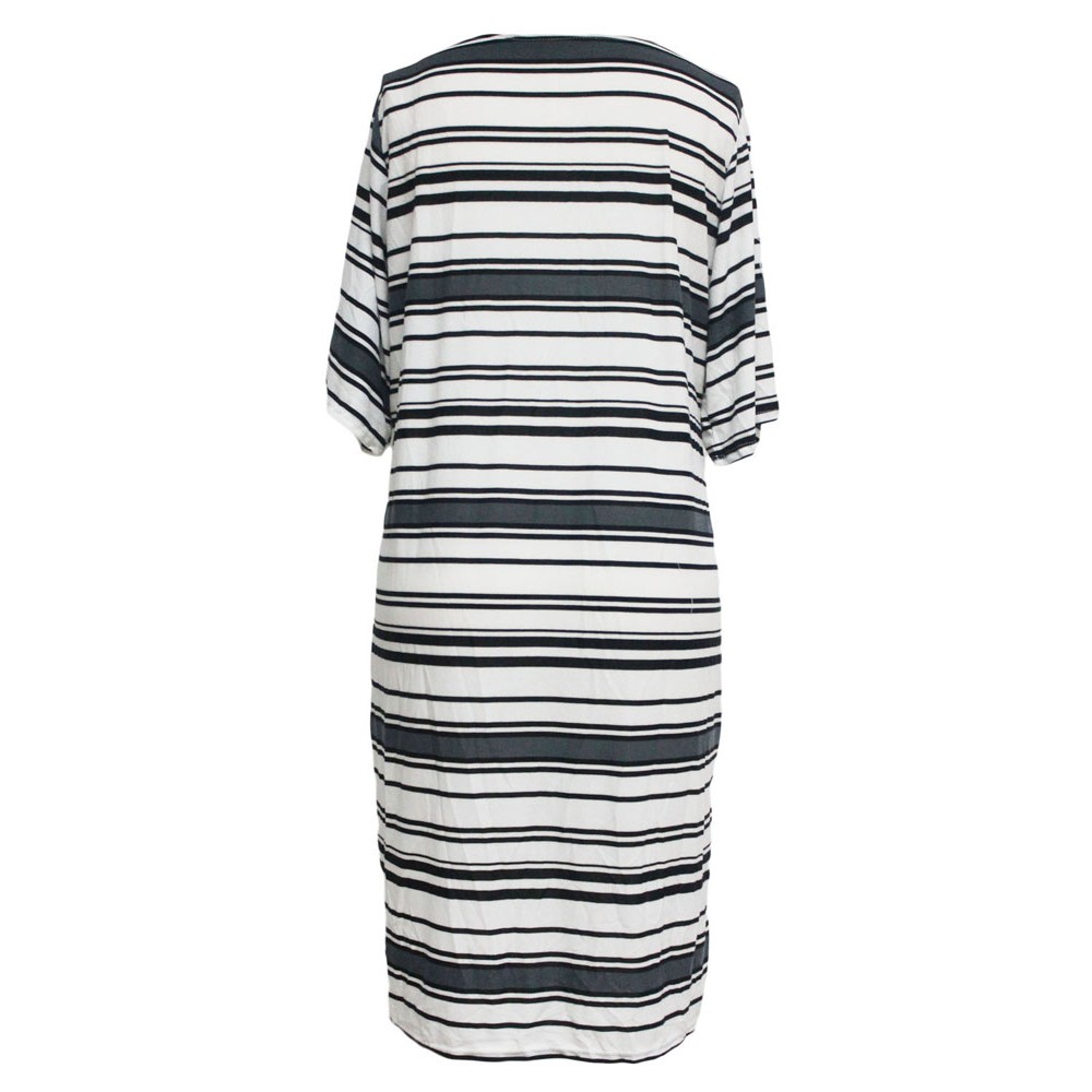 Black White Strip Kaftan Leisure Cover-up