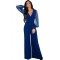 Embellished Cuffs Mesh Sleeves Jumpsuit Blue