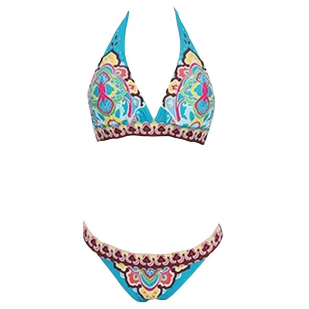 Blue Paisley Halter Swimsuit