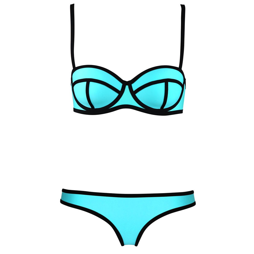 Ribbon Textured Swimwear Blue