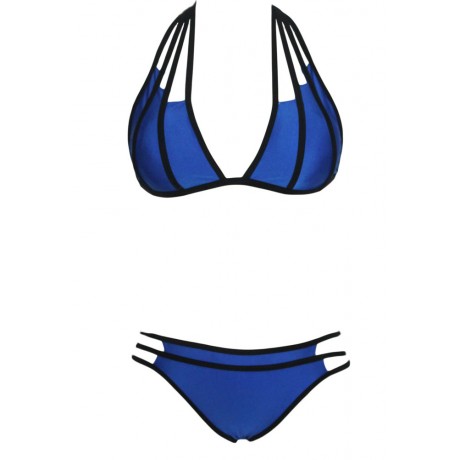 Blue Strappy Halter Neck Bikini