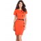 Sleeves Orange Midi Dress