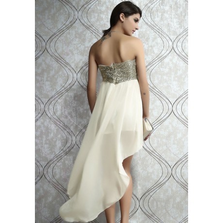 Charming Sequined Long Dress Beige