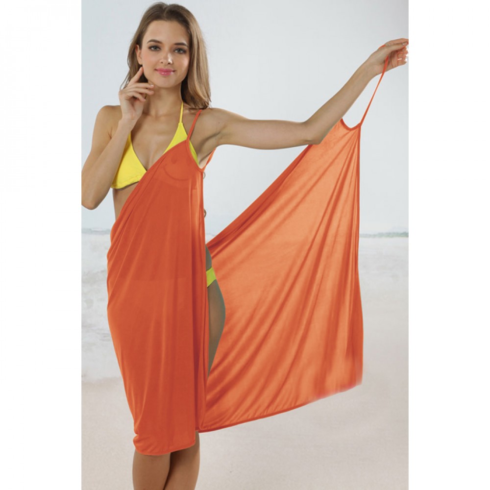 Cross Front Beach Cover up Orange