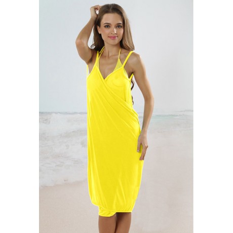 Cross Front Beach Cover up Yellow