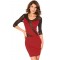 Scoop Mesh Sleeves Midi Dress Red