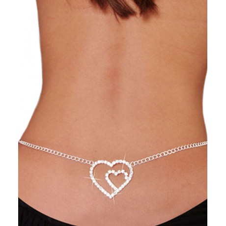 Heart Rhinestone Belly Chain