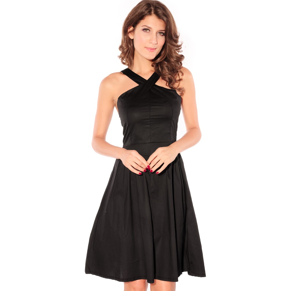 Elegant Wrapped Chest Skater Black