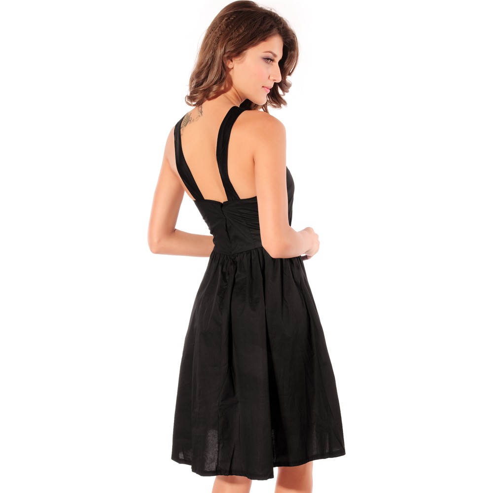 Elegant Wrapped Chest Skater Black