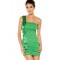 Elegant Satin Salmon Mini Dress Green