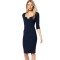 Exquisite Solid Neckline Blue Midi Dress