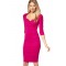 Solid Neckline Rosy Midi Dress